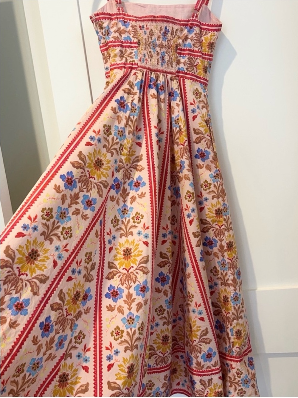 Hill House Margot dress in pink floral block stripe XS - Picture 7 of 13
